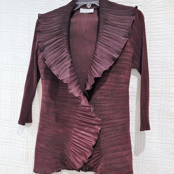 fait a main PARIS Fortuny Burgundy Jacket Sz 8 - Picture 1 of 7